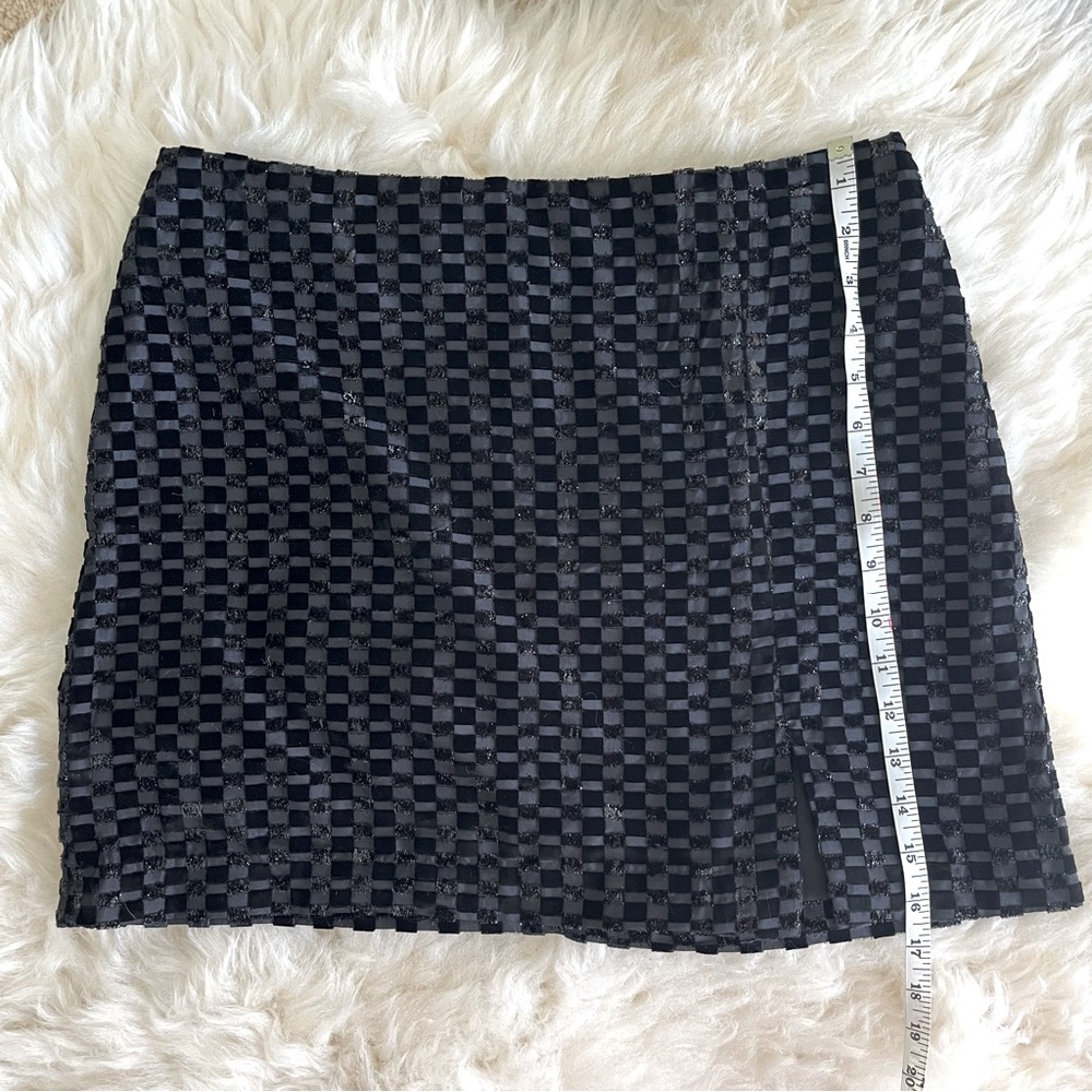 Black checkered sparkly House of Harlow mini skirt Size M